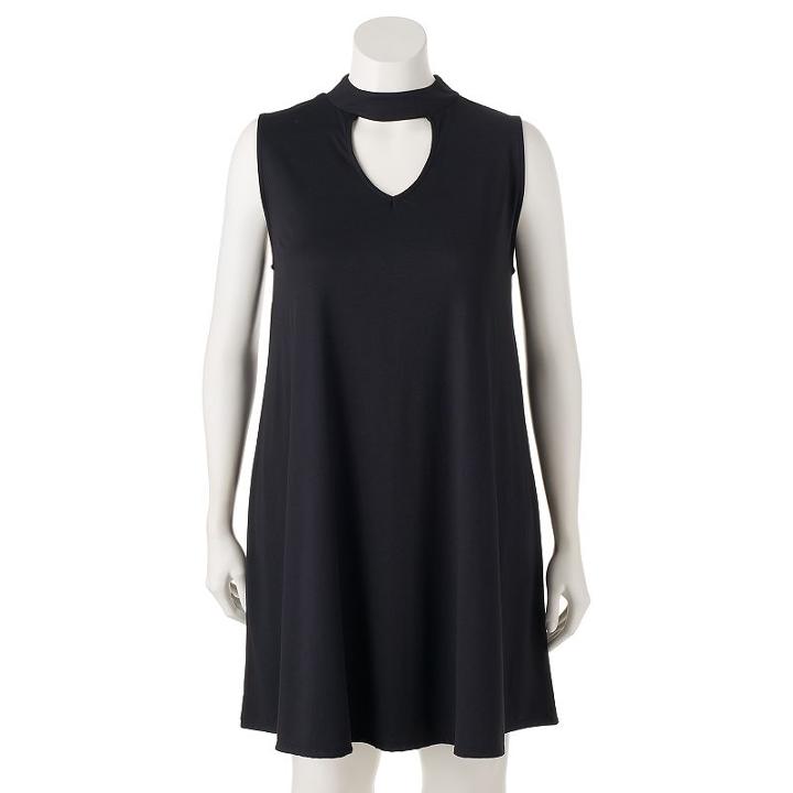 Juniors' Plus Size Mudd&reg; Choker Neck Swing Dress, Teens, Size: 3xl, Black