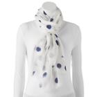 Chaps Polka-dot Oversized Wrap Scarf, Women's, White