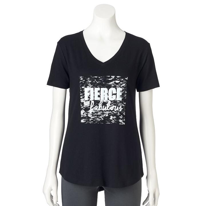 Women's Tek Gear&reg; Dry Tek V-neck Tee, Size: Large, Black