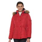 Women's D.e.t.a.i.l.s Full-zip Hooded Puffer Jacket, Size: Medium, Red