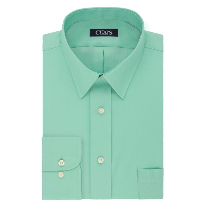 Men's Chaps Regular-fit Wrinkle-free Herringbone Dress Shirt, Size: Xl-36/37, Lt Green