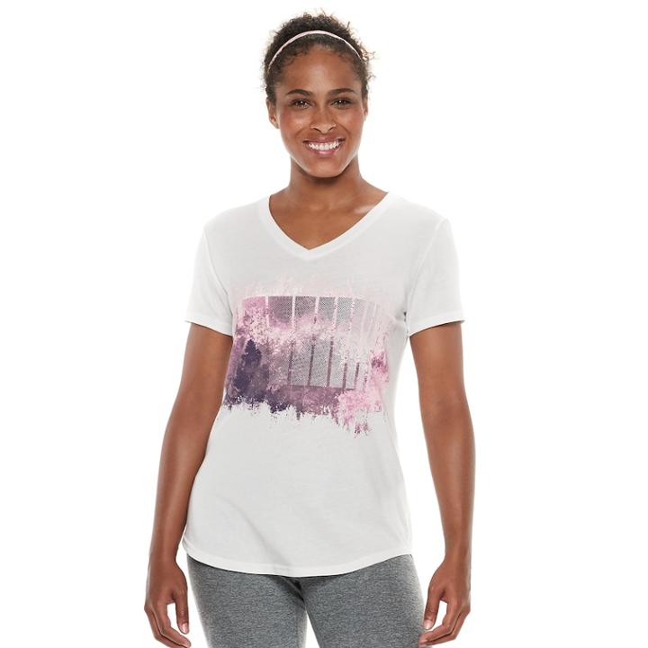 Women's Tek Gear&reg; Dry-tek V-neck Tee, Size: M Tall, White
