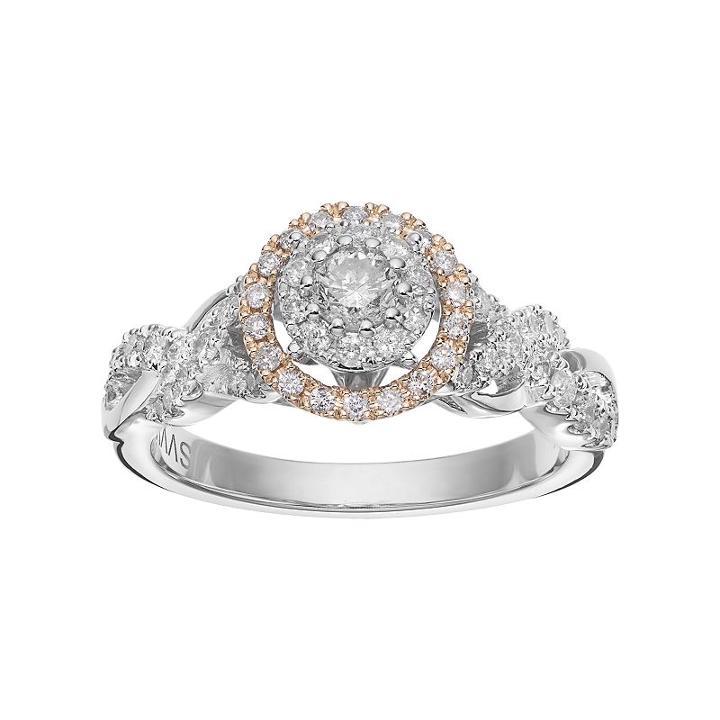 Simply Vera Vera Wang 14k Gold 3/4 Carat T.w. Diamond Halo Engagement Ring, Women's, Size: 6