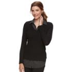 Women's Croft & Barrow&reg; 2-fer Sweater, Size: Xl, Black