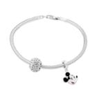 Disney's Mickey Mouse Charm, Crystal Bead & Bracelet Set, Women's, Grey