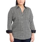 Plus Size Chaps No Iron Printed Sateen Shirt, Women's, Size: 2xl, Black