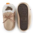 Baby Girl Skidders Moccasin Slippers, Size: 18 Months, Beig/green (beig/khaki)