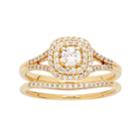10k Gold 1/2 Carat T.w. Diamond Cushion Halo Engagement Ring Set, Women's, Size: 10, White