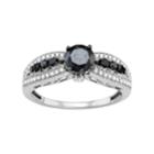 Sterling Silver 1 Carat T.w. Black & White Diamond Engagement Ring, Women's, Size: 7
