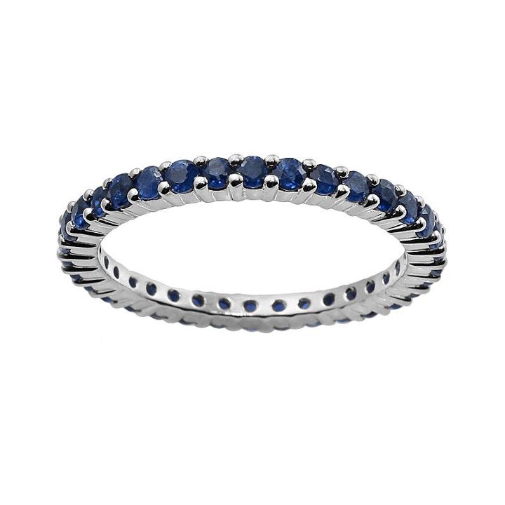 10k White Gold Blue Sapphire Eternity Wedding Ring, Women's, Size: 7