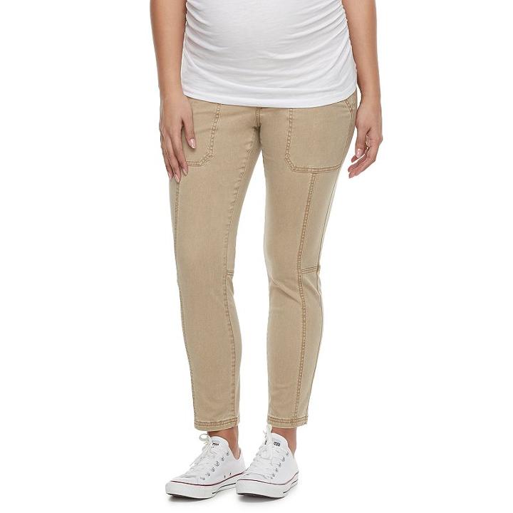 Maternity A:glow Belly Panel Utility Capris, Women's, Size: 16-mat, Med Beige