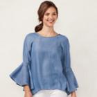 Women's Lc Lauren Conrad Bell-sleeve Top, Size: Xl, Blue