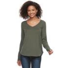 Juniors' So&reg; Perfect V-neck Tee, Teens, Size: Medium, Med Grey