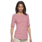 Women's Croft & Barrow&reg; Printed Slubbed Tee, Size: Xl, Med Red