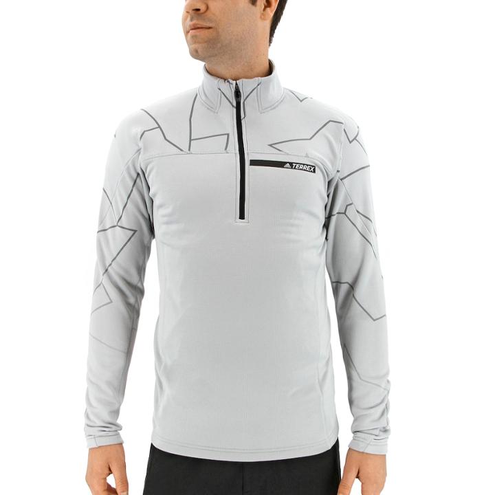Men's Adidas Outdoor Climawarm Terrex Logo Performance Half-zip Pullover, Size: Xl, Grey