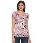 Petite Jennifer Lopez Print Shirred V-neck Tee, Women's, Size: Xl Petite, Light Pink