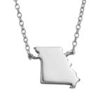 Sterling Silver State Necklace, Adult Unisex, Grey