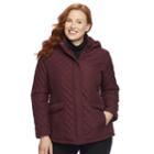 Plus Size Weathercast Hooded Quilted Side-stretch Jacket, Women's, Size: 3xl, Red