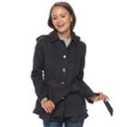 Juniors' Pink Envelope Belted Button Front Trench Coat, Teens, Size: Large, Grey (charcoal)
