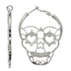 Silver Tone Nickel Free Skull Hoop Earrings, Women's