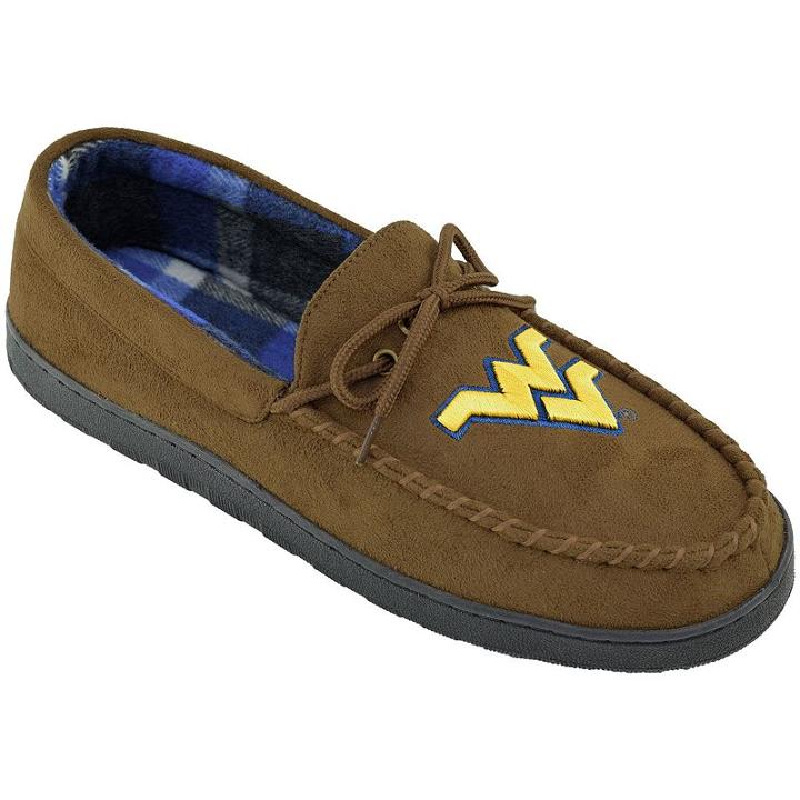 Men's West Virginia Mountaineers Microsuede Moccasins, Size: 11, Brown