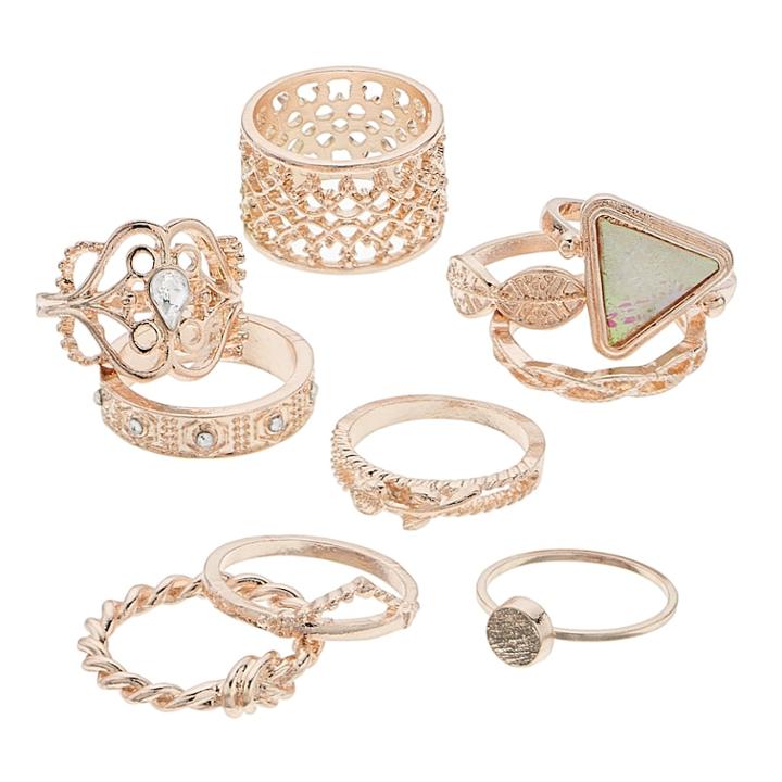 Mudd&reg; Textured Ring Set, Women's, Pink