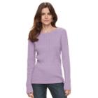 Women's Croft & Barrow&reg; Essential Cable-knit Sweater, Size: Large, Med Purple