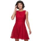 Juniors' Speechless Glitter Lace Skater Dress, Teens, Size: 7, Dark Red