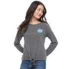 Juniors' Nasa Logo Tie-front Graphic Top, Teens, Size: Medium, Dark Grey