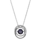 Sterling Silver Lab-created Blue & White Sapphire Interlocking Circle Pendant, Women's, Size: 18