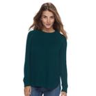 Petite Sonoma Goods For Life&trade; Pointelle Crewneck Sweater, Women's, Size: S Petite, Dark Green