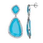 Sophie Miller Sterling Silver Simulated Turquoise & Cubic Zirconia Drop Earrings, Women's, Blue