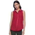 Women's Elle&trade; Scallop Chiffon Blouse, Size: Xxl, Med Red