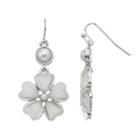 Croft & Barrow&reg; Glittery Flower Drop Earrings, Women's, White