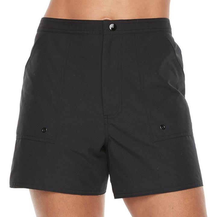 Women's Croft & Barrow® Black Swim Shorts, Size: 14