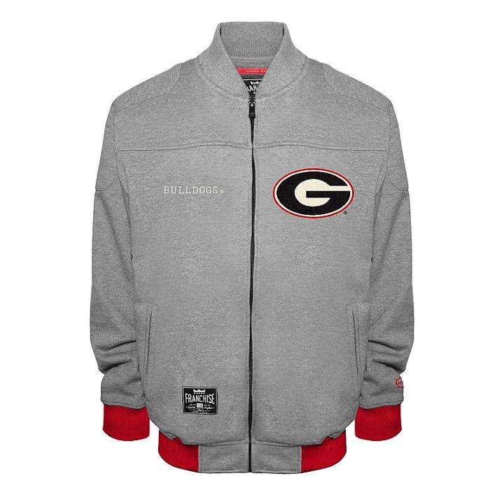 Men's Franchise Club Georgia Bulldogs Edge Fleece Jacket, Size: 3xl, Grey