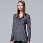 Petite Simply Vera Vera Wang Drapeneck Top, Women's, Size: Xs Petite, Dark Grey
