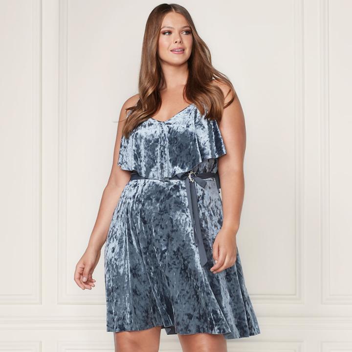 Lc Lauren Conrad Runway Collection Velvet Popover Slip Dress - Plus Size, Women's, Size: 2xl, Blue