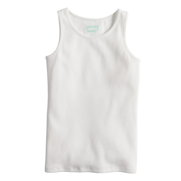 Girls 4-10 Jumping Beans&reg; Basic Solid Ribbed Tank Top, Size: 7, White