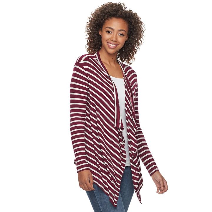 Juniors' So&reg; Waterfall Open-front Cardigan, Teens, Size: Small, Dark Pink