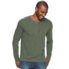 Men's Sonoma Goods For Life&trade; Slim-fit Garment-dyed Slubbed Henley, Size: Medium, Green