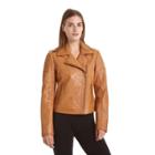 Women's Excelled Asymmetrical Leather Motorcycle Jacket, Size: Small, Beig/green (beig/khaki)