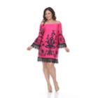 Plus Size White Mark Print Off-the-shoulder Dress, Women's, Size: 3xl, Brt Pink