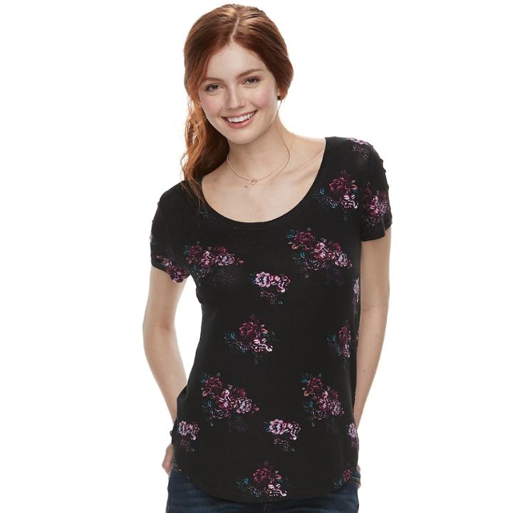 Juniors' Mudd&reg; Roadtrip Scoopneck Tee, Teens, Size: Medium, Oxford