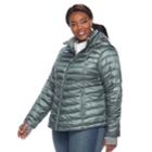 Plus Size Tek Gear Hooded Puffer Jacket, Women's, Size: 1xl, Med Green