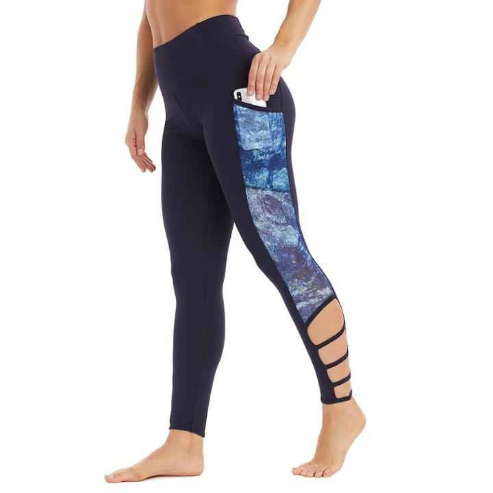 Women's Balance Collection Coralee Strappy Ankle Leggings, Size: Large, Blue Curacao Aquatic