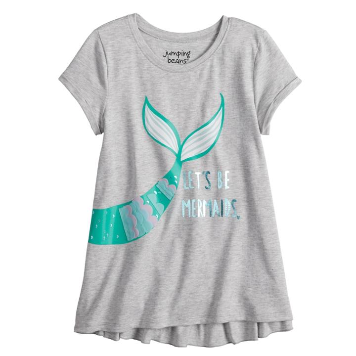 Girls 4-10 Jumping Beans&reg; Ruffled Back Graphic Top, Size: 5, Light Grey