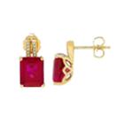 14k Gold Over Silver Lab-created Ruby & Diamond Accent Earrings, Women's, Red
