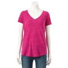 Women's Sonoma Goods For Life&trade; Essential Marled V-neck Tee, Size: Xl, Dark Pink