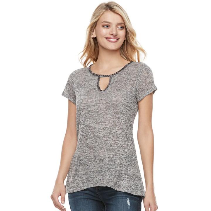 Women's Juicy Couture Cutout Embellished Tee, Size: Medium, White Oth